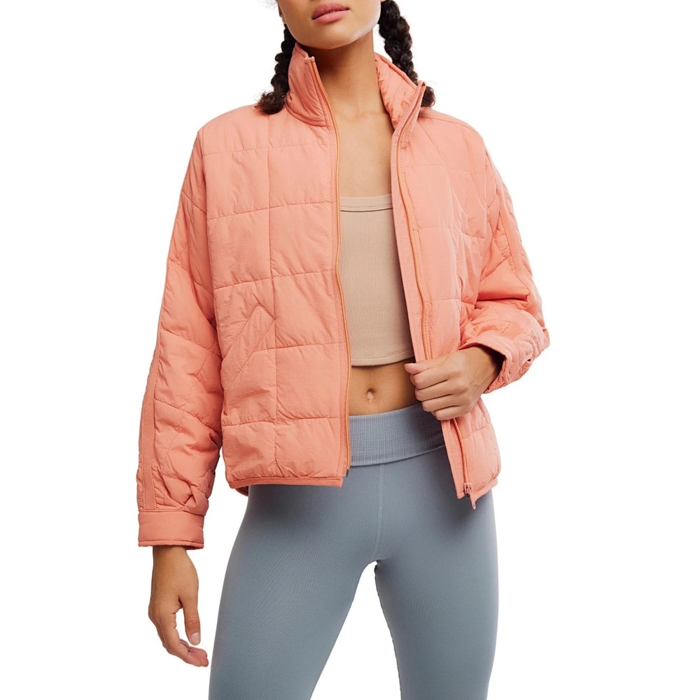 FREE PEOPLE FP Movement Pippa Packable Puffer Jacket SM Neon Frosted Peach
